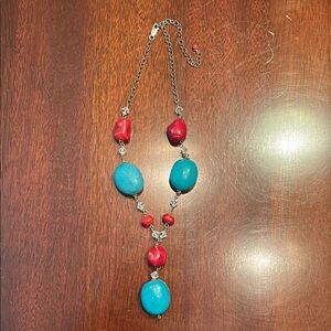 2/$30 Turquoise and Red Beaded Necklace